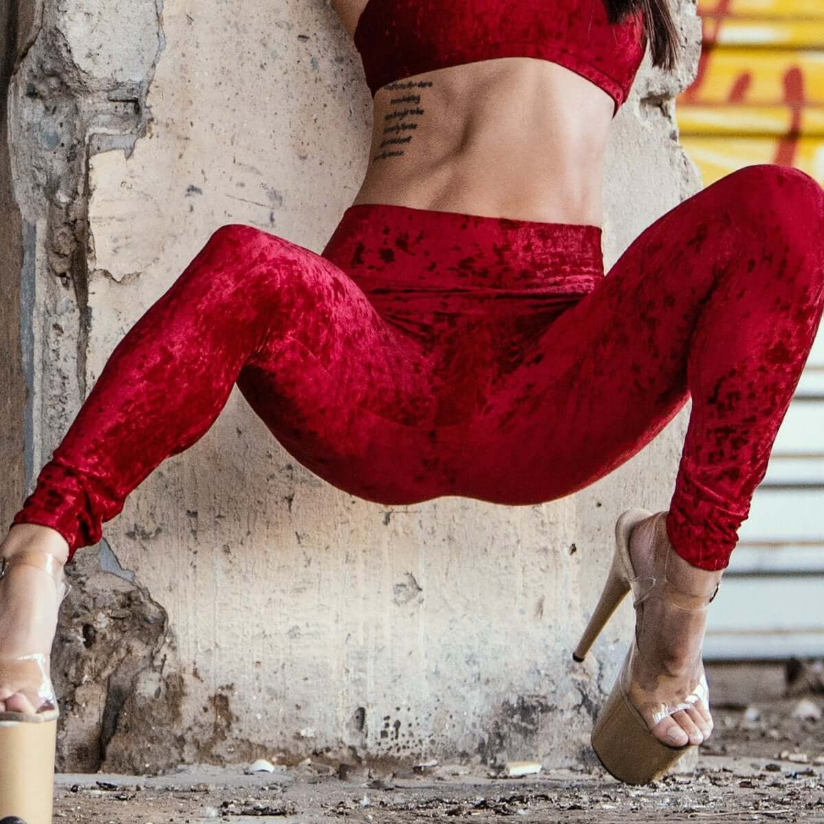 Velvet leggings, mid rise - Adriana - Image 24