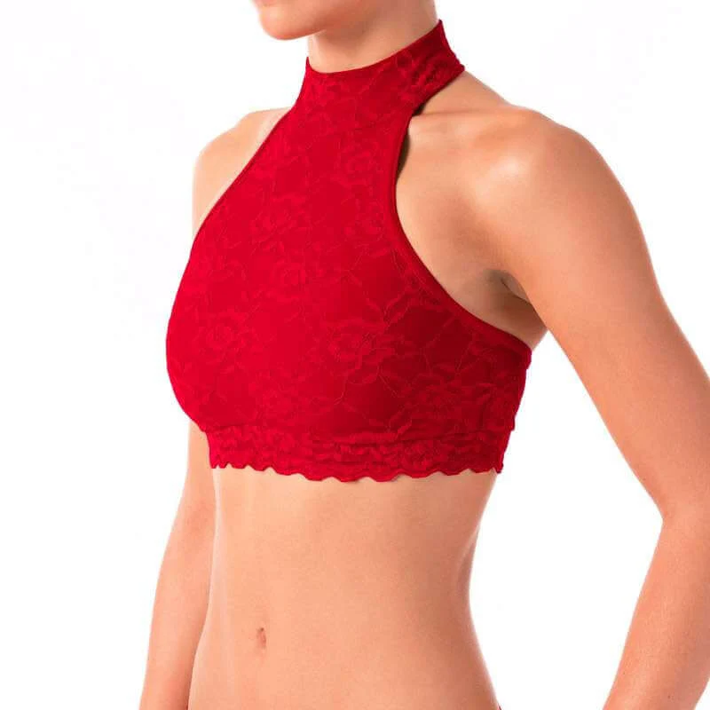 Halter neck sports bra with lace - Lisette - Image 3