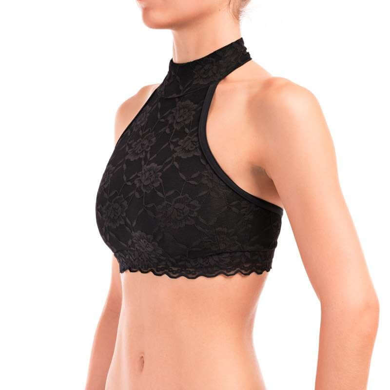 Halter neck sports bra with lace - Lisette - Image 6